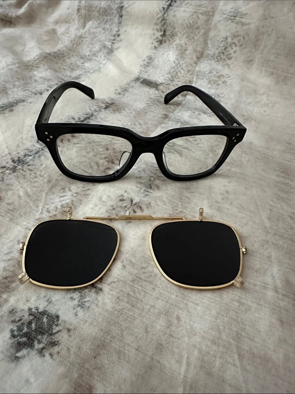 Celine - Square Glasses / Sunglasses with Clip on